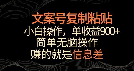 文案号掘金，简单复制粘贴，小白操作，单作品收益900+【揭秘】-康仁安资源