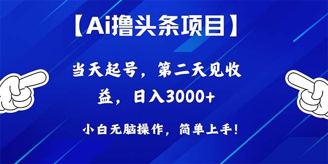Ai撸头条，当天起号，第二天见收益，日入3000+-康仁安资源