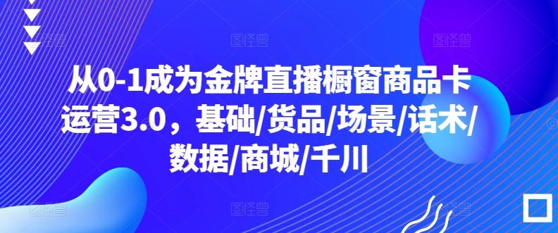 从0-1成为金牌直播橱窗商品卡运营3.0，基础/货品/场景/话术/数据/商城/千川-康仁安资源