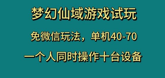 梦幻仙域游戏试玩，免微信玩法，单机40-70，一个人同时操作十台设备【揭秘】-康仁安资源