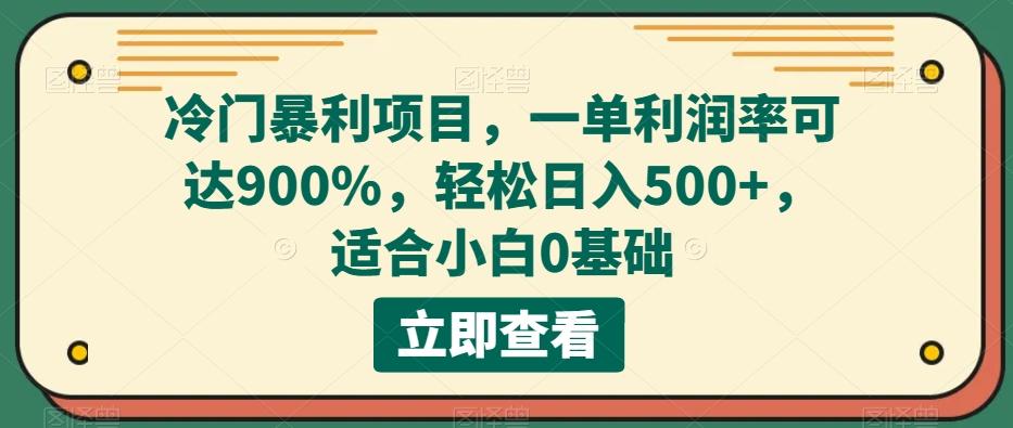 冷门暴利项目，一单利润率可达900%，轻松日入500+，适合小白0基础-康仁安资源