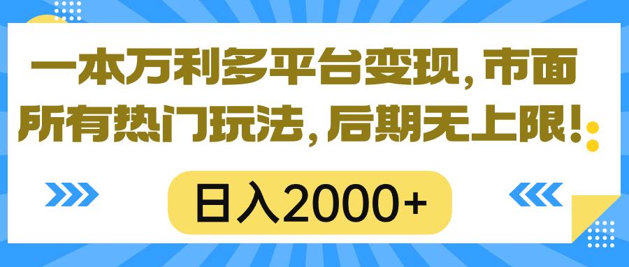 一本万利多平台变现，市面所有热门玩法，日入2000+，后期无上限！-康仁安资源