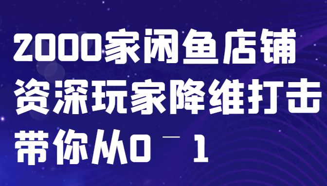 闲鱼已经饱和？纯扯淡！2000家闲鱼店铺资深玩家降维打击带你从0–1-康仁安资源