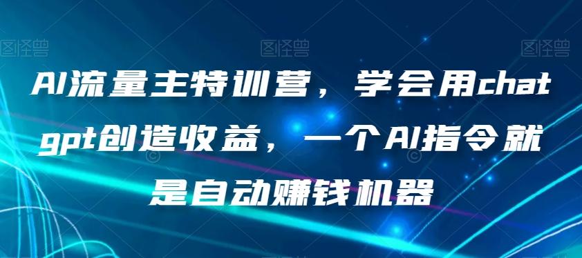 AI流量主特训营，学会用chatgpt创造收益，一个AI指令就是自动赚钱机器-康仁安资源