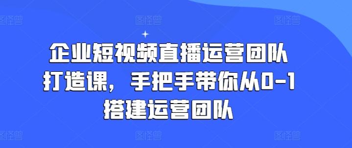 企业短视频直播运营团队打造课，手把手带你从0-1搭建运营团队-康仁安资源