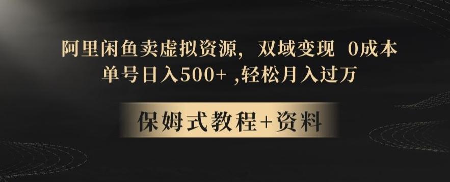 阿里闲鱼卖虚拟资源，双域变现，0成本，日入500+，轻松月入过万-康仁安资源