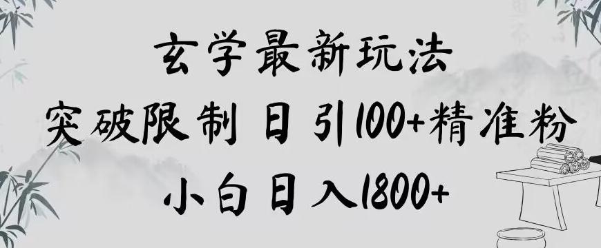 玄学新玩法，突破限制，日引100+精准粉，小白日入1800+【揭秘】-康仁安资源