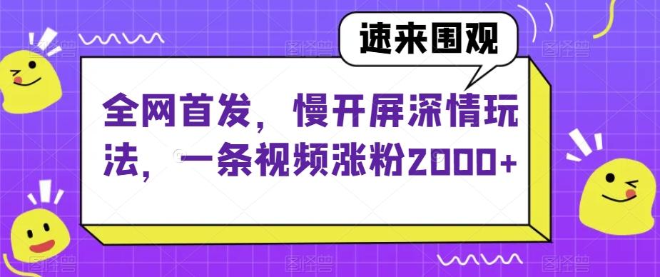 全网首发，慢开屏深情玩法，一条视频涨粉2000+【揭秘】-康仁安资源
