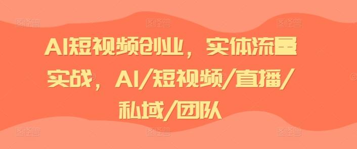 AI短视频创业，实体流量实战，AI/短视频/直播/私域/团队-康仁安资源