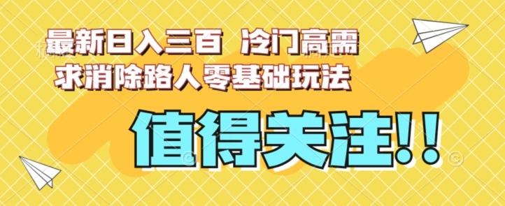 最新日入三百，冷门高需求消除路人零基础玩法【揭秘】-康仁安资源