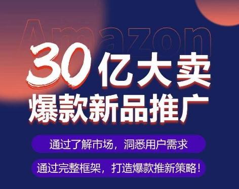 亚马逊·30亿大卖爆款新品推广，可复制、全程案例实操的爆款推新SOP-康仁安资源