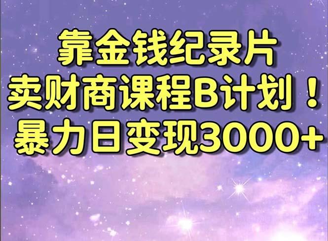 靠金钱纪录片卖财商课程B计划！暴力日变现3000+，喂饭式干货教程！-康仁安资源