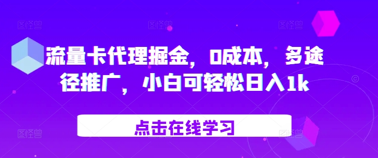 流量卡代理掘金，0成本，多途径推广，小白可轻松日入1k-康仁安资源