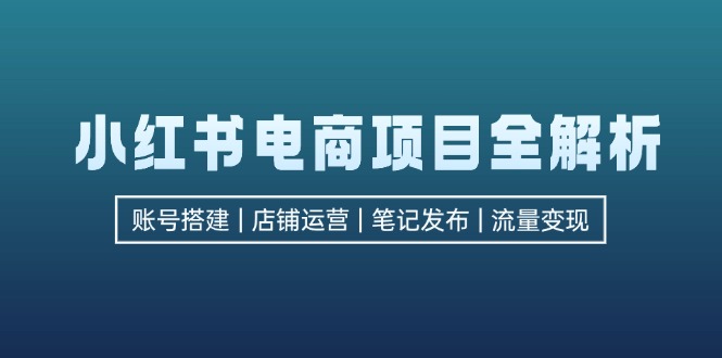 小红书电商项目全解析，包括账号搭建、店铺运营、笔记发布  实现流量变现-康仁安资源