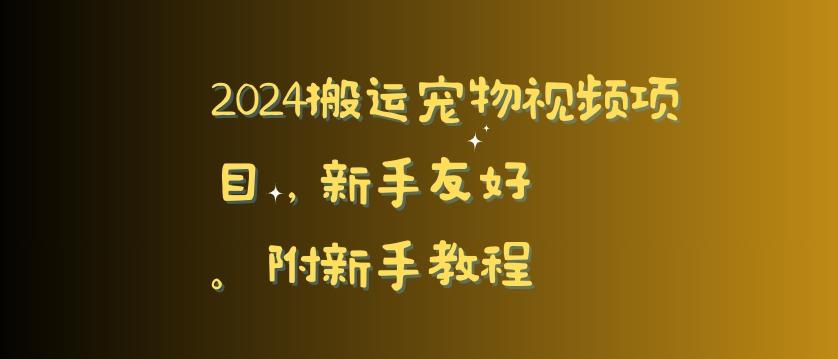 2024搬运宠物视频项目，新手友好，完美去重，附新手教程【揭秘】-康仁安资源