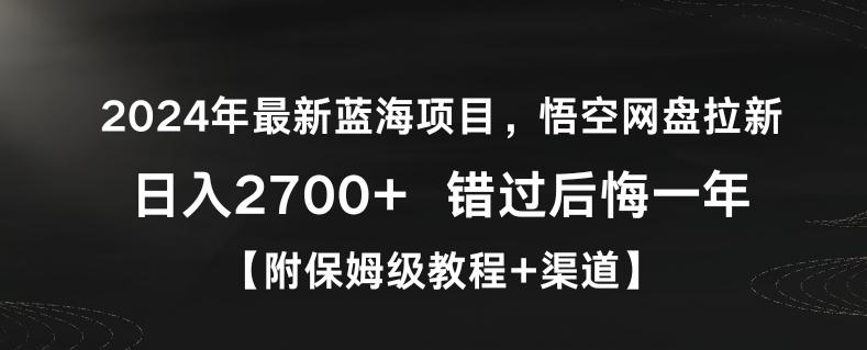 2024年最新蓝海项目，悟空网盘拉新，日入2700+错过后悔一年【附保姆级教程+渠道】【揭秘】-康仁安资源