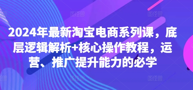 2024年最新淘宝电商系列课，底层逻辑解析+核心操作教程，运营、推广提升能力的必学-康仁安资源