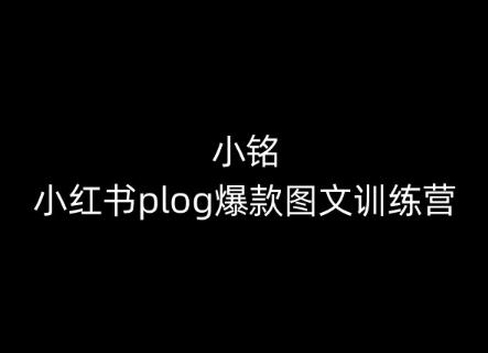小铭-小红书plog爆款图文训练营，教你从0-1做小红书-康仁安资源