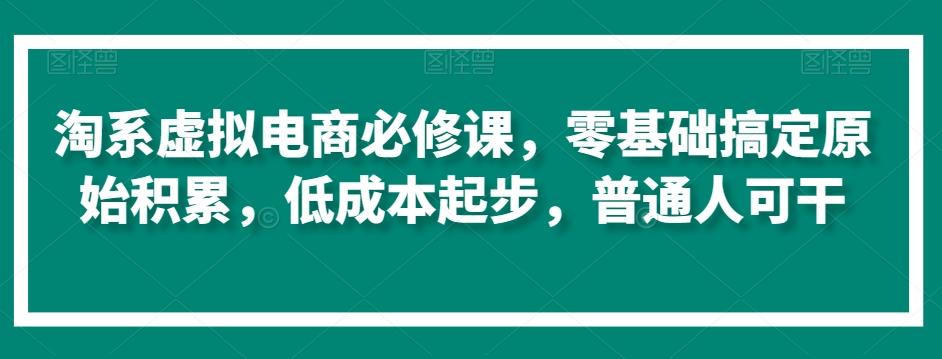 淘系虚拟电商必修课，零基础搞定原始积累，低成本起步，普通人可干-康仁安资源