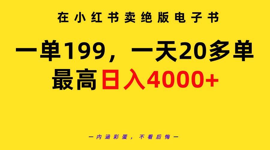 (9401期)在小红书卖绝版电子书，一单199 一天最多搞20多单，最高日入4000+教程+资料-康仁安资源