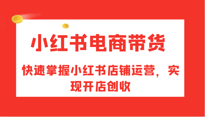 小红书电商带货，快速掌握小红书店铺运营，实现开店创收-康仁安资源