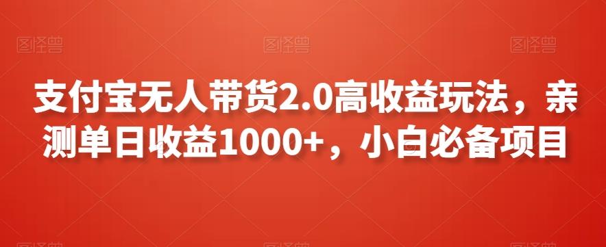 支付宝无人带货2.0高收益玩法，亲测单日收益1000+，小白必备项目【揭秘】-康仁安资源