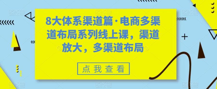 8大体系渠道篇·电商多渠道布局系列线上课，渠道放大，多渠道布局-康仁安资源