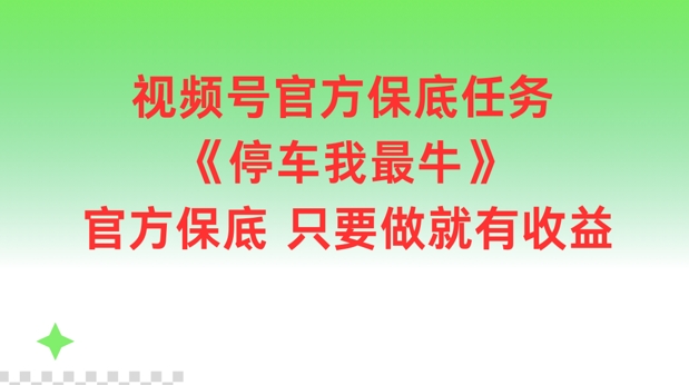 视频号官方保底任务，停车我最牛，官方保底只要做就有收益【揭秘】-康仁安资源