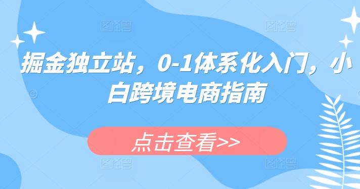 掘金独立站，0-1体系化入门，小白跨境电商指南-康仁安资源
