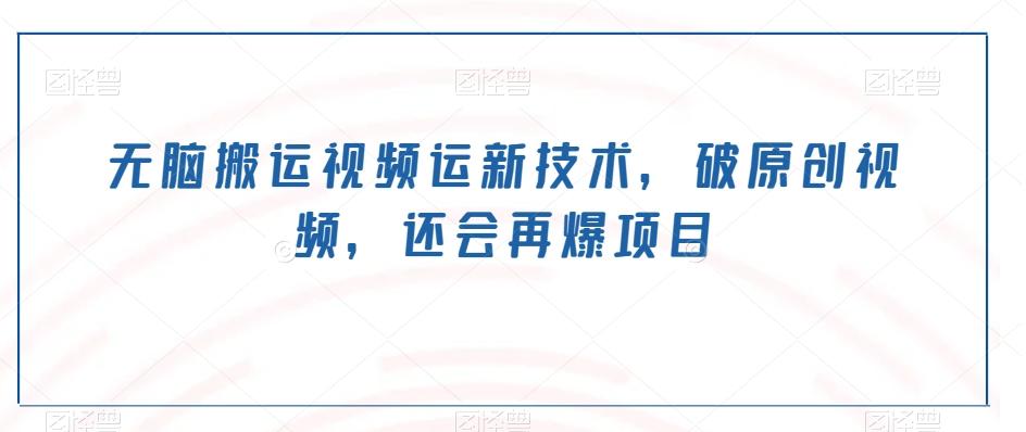 无脑搬运视频运新技术，破原创视频，还会再爆项目-康仁安资源