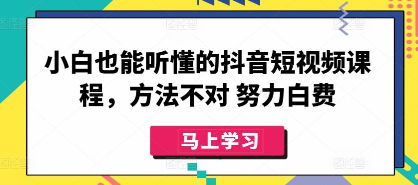 小白也能听懂的抖音短视频课程，方法不对 努力白费-康仁安资源