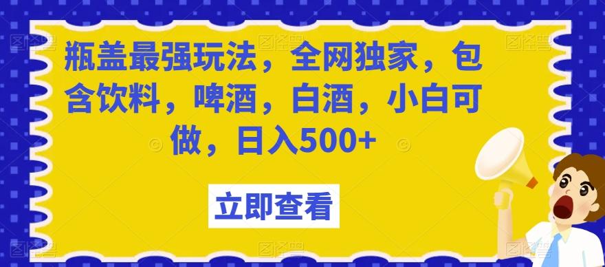 瓶盖最强玩法，全网独家，包含饮料，啤酒，白酒，小白可做，日入500+【揭秘】-康仁安资源