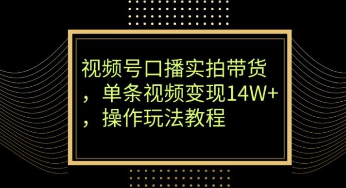 视频号口播实拍带货，单条视频变现14W+，操作玩法教程-康仁安资源