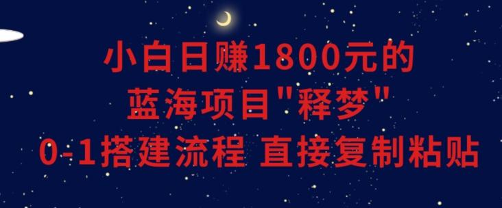 小白能日赚1800元的蓝海项目”释梦”0-1搭建流程可直接复制粘贴长期做【揭秘】-康仁安资源