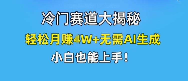 冷门赛道大揭秘，轻松月赚1W+无需AI生成，小白也能上手【揭秘】-康仁安资源