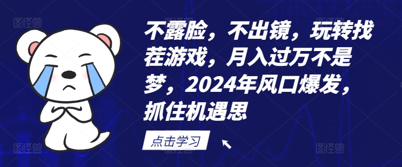 不露脸，不出镜，玩转找茬游戏，月入过万不是梦，2024年风口爆发，抓住机遇【揭秘】-康仁安资源
