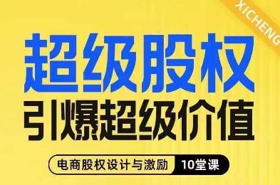 超级股权引爆超级价值，电商股权设计与激励10堂线上课-康仁安资源