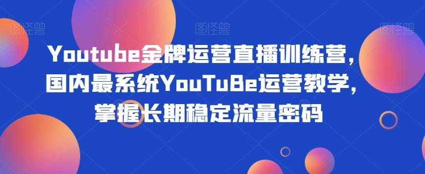 Youtube金牌运营直播训练营，国内最系统YouTuBe运营教学，掌握长期稳定流量密码-康仁安资源