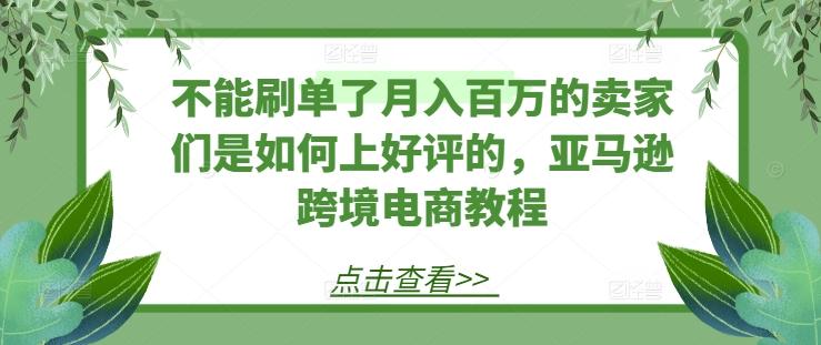 不能刷单了月入百万的卖家们是如何上好评的，亚马逊跨境电商教程-康仁安资源