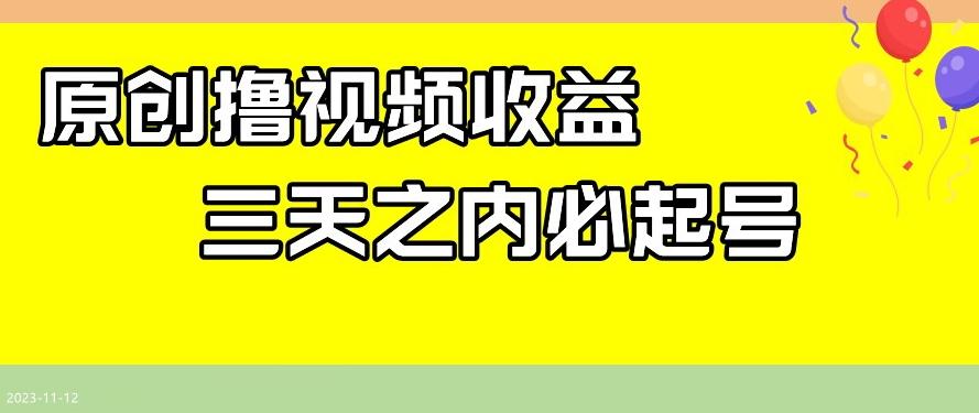 最新撸视频收益，三天之内必起号，一天保底100+【揭秘】-康仁安资源
