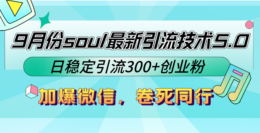 9月份soul最新引流技术5.0，日稳定引流300+创业粉，加爆微信，卷死同行-康仁安资源