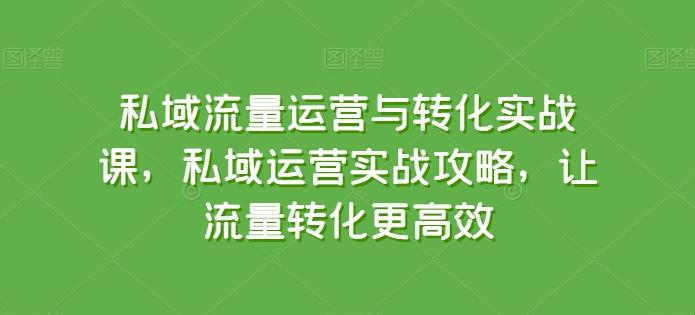 私域流量运营与转化实战课，私域运营实战攻略，让流量转化更高效-康仁安资源