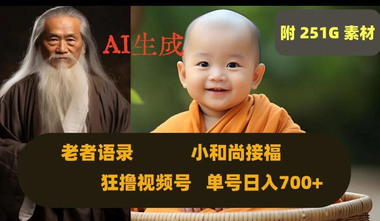 Ai生成小和尚接福，老者语录，狂撸视频，日入700+内附251G素材【揭秘】-康仁安资源