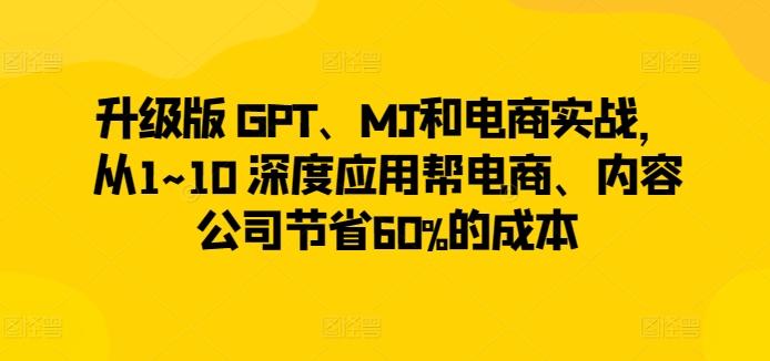 升级版 GPT、MJ和电商实战，从1~10 深度应用帮电商、内容公司节省60%的成本-康仁安资源