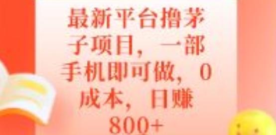 最新平台撸茅子项目，一部手机即可做，0成本，日赚800+-康仁安资源