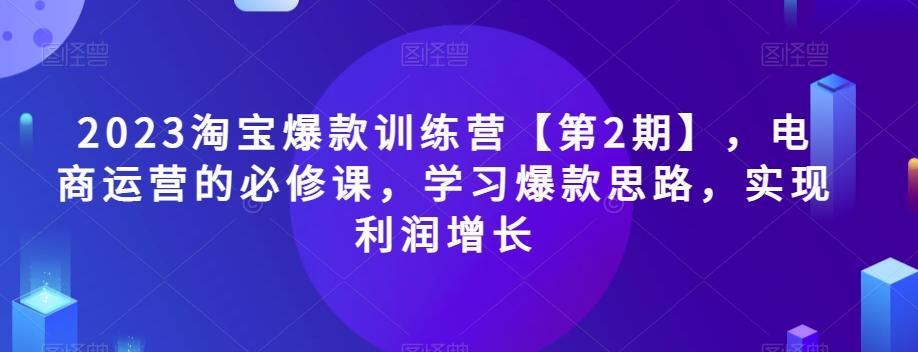 2023淘宝爆款训练营【第2期】，电商运营的必修课，学习爆款思路，实现利润增长-康仁安资源