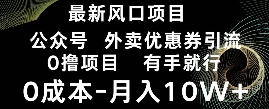 最新风口，0撸项目，抖音外卖公众号，优惠券引流，0成本月入10W+-康仁安资源