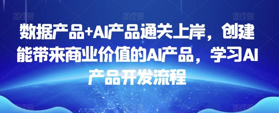 数据产品+AI产品通关上岸，创建能带来商业价值的AI产品，学习AI产品开发流程-康仁安资源