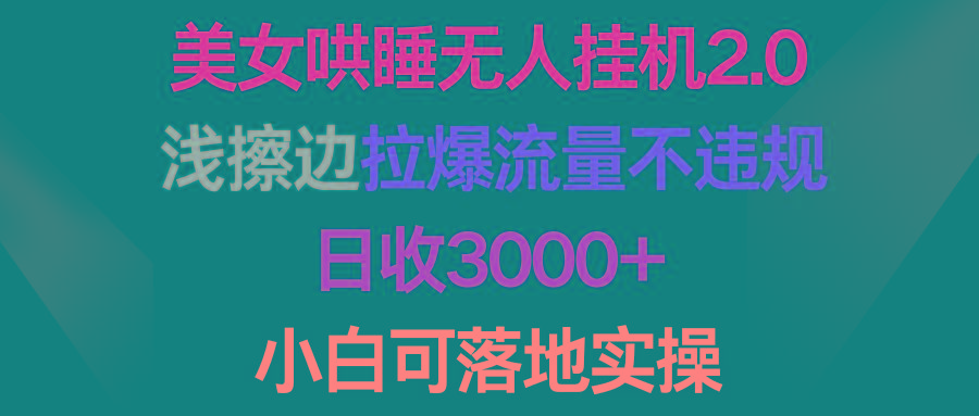 (9905期)美女哄睡无人挂机2.0，浅擦边拉爆流量不违规，日收3000+，小白可落地实操-康仁安资源