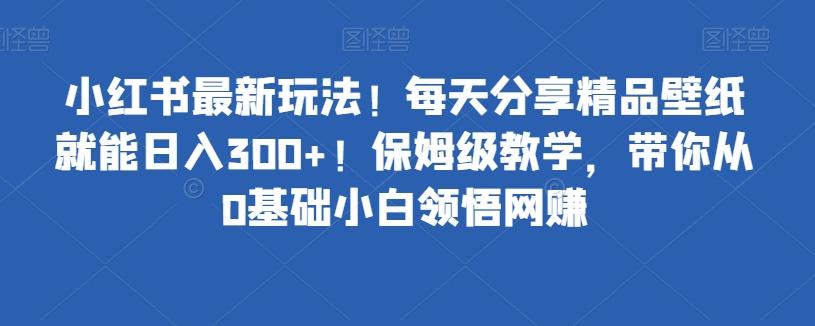 小红书最新玩法！每天分享精品壁纸就能日入300+！保姆级教学，带你从0基础小白领悟网赚-康仁安资源